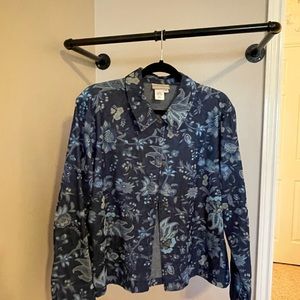Coldwater Creek Jean Jacket, Medium, with blue flowers